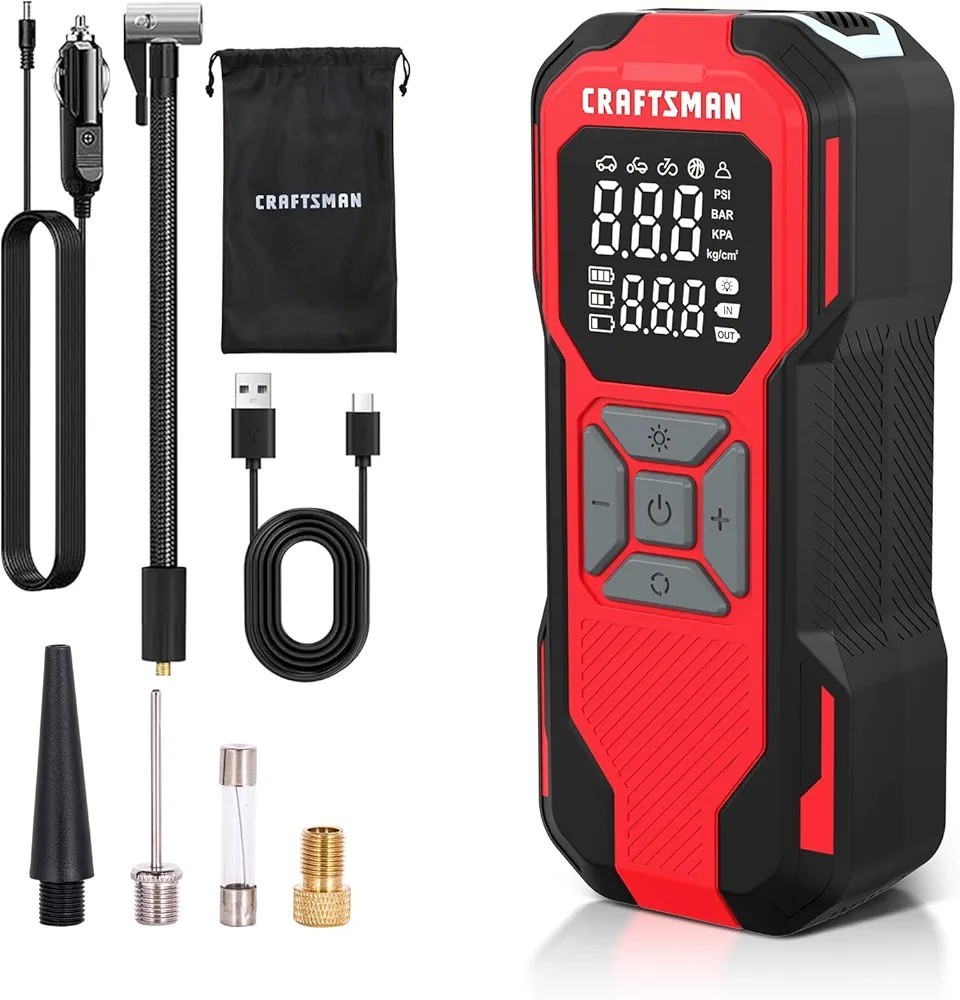 CRAFTSMAN PORTABLE AIR INFLATOR RECHARGEABLE 6000mAh USB C 12-VOLT CMXPTXA1201