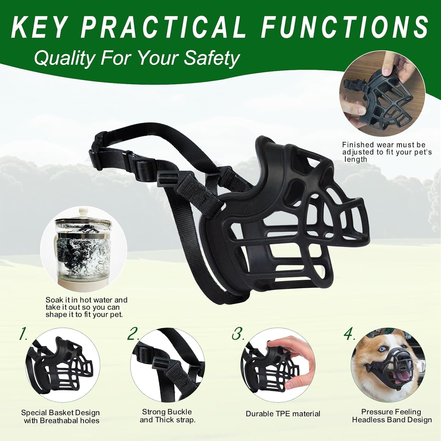 Dog Muzzle Basket Anti Biting Chewing Sturdy Lightweight Allows Drinking