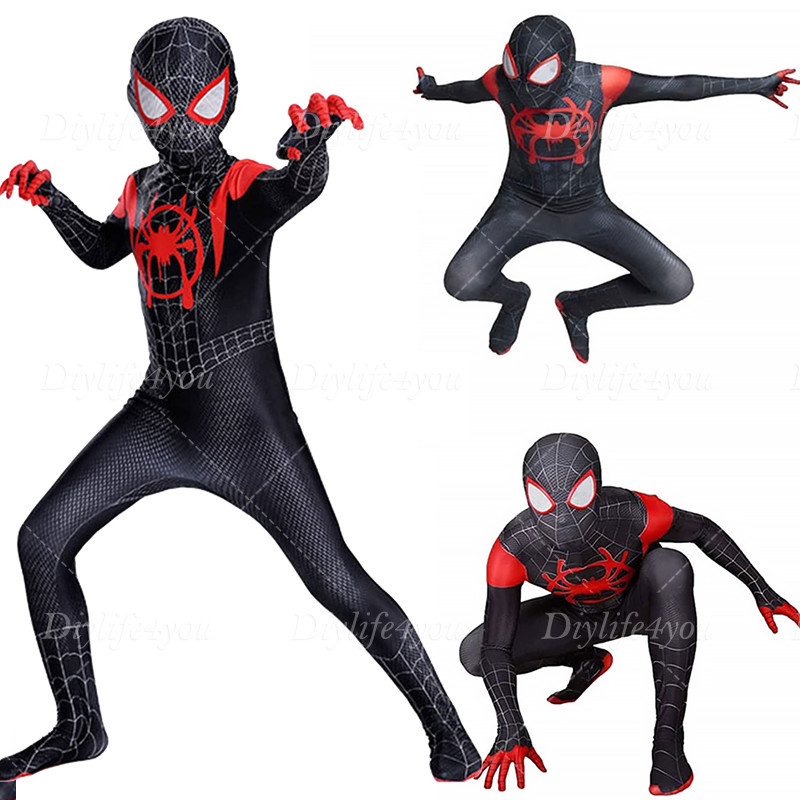 Kids SpiderMan Cosplay Costume Boys Tobey Maguire Outfit Jumpsuit Fancy Dress