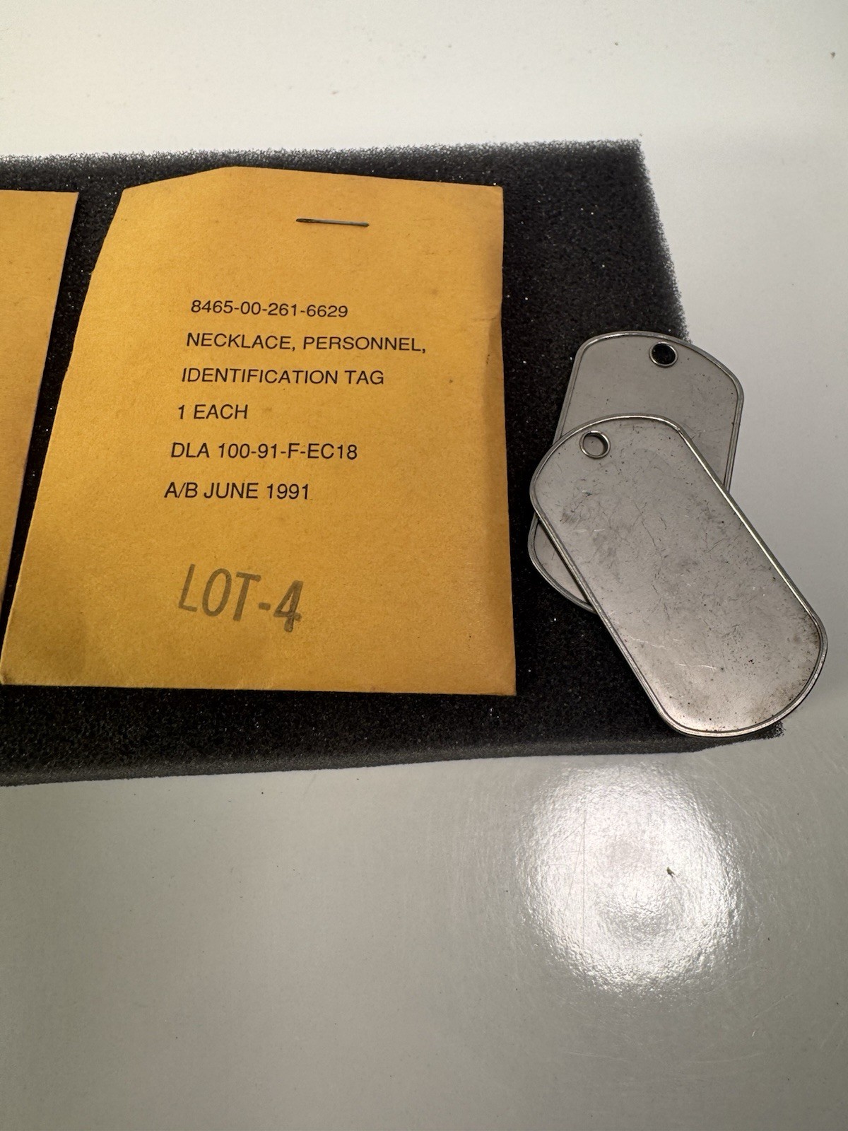 Vintage 1991 Unused Military Dog Tags Set of 2 New Unopened Chains In Package