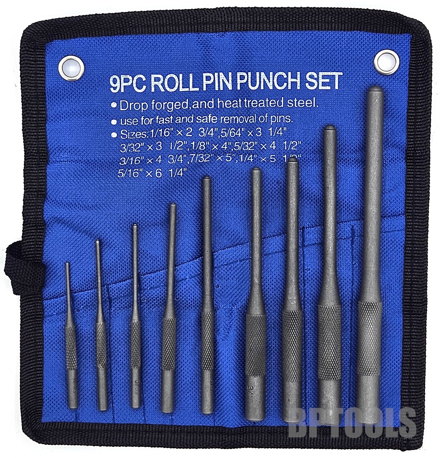 9pc Forged Steel Roll Pin Punch Set in Roll Up Pouch Rifle Gunsmithing Jewelers