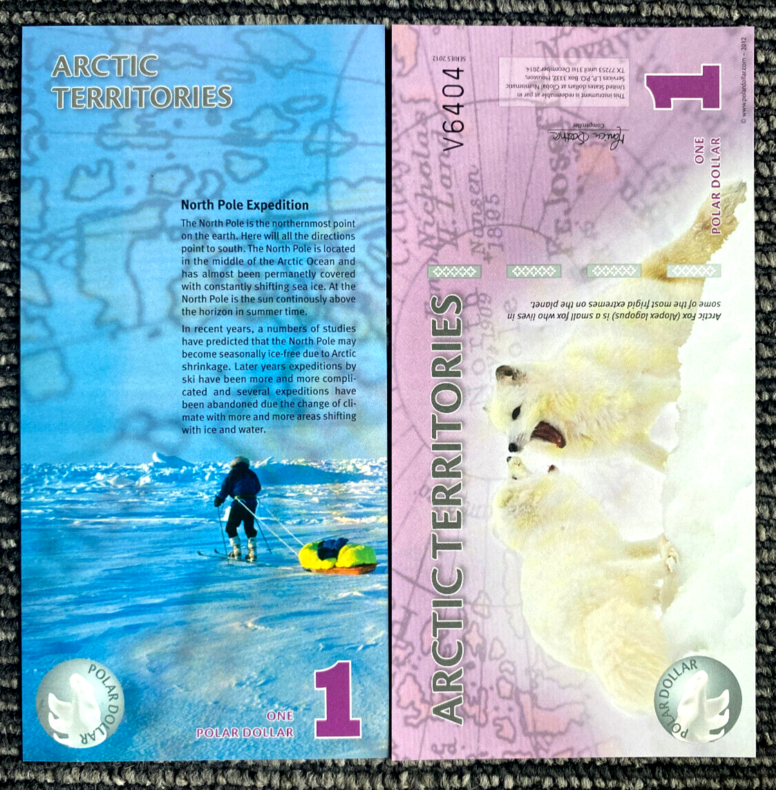 Arctic Territories 1 Dollar 2012 Polymer Artic Fox - Fantasy Bill