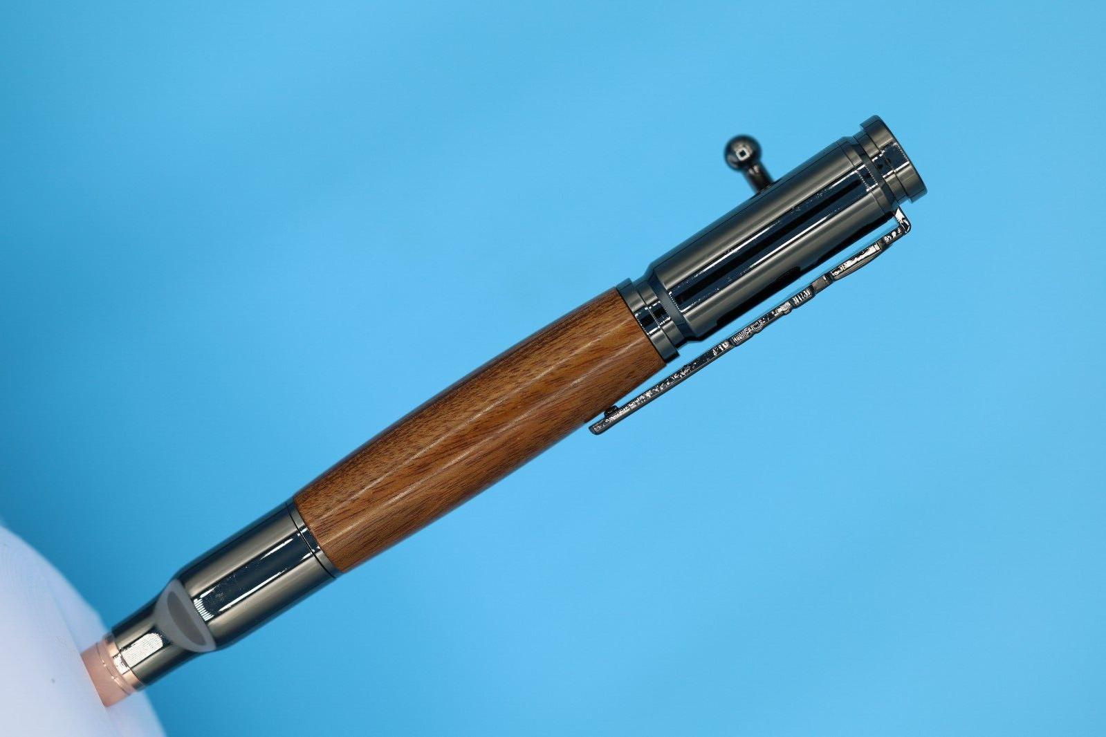 Bolt Action Pen in Popular Gun Metal Finish with Rosewood Barrel 30 Caliber Tip