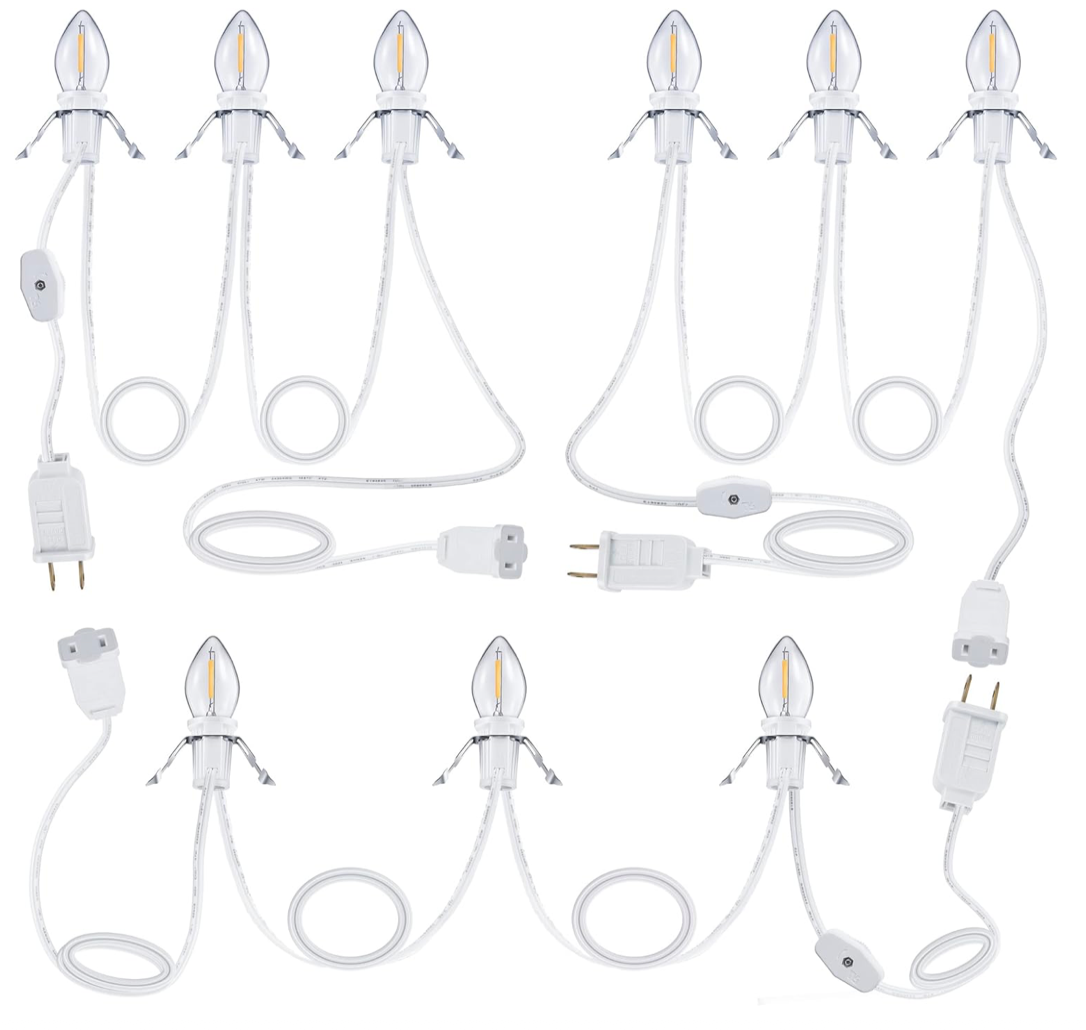 Accessory Cord with 3 LED Light Bulbs, 8.2 Ft Indoor Blow Mold Light Cord