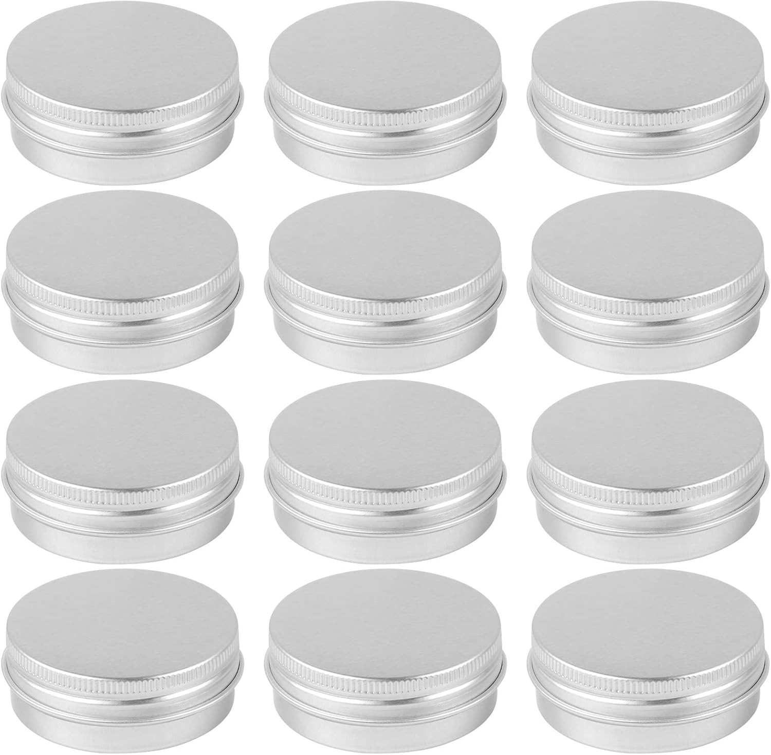 12Pcs Small Tins with Lids 1 Oz Round Threaded Double-sided Travel Aluminum Box
