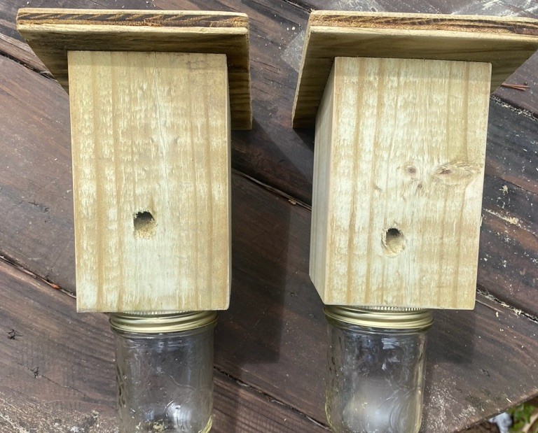 2 Carpenter Bee Traps W/ Jars