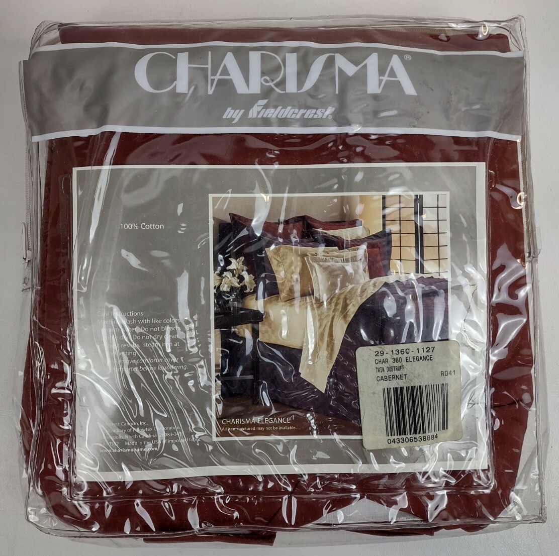 New Fieldcrest Charisma Twin Bedskirt Elegance Checkered 39x75 Burgandy Dust Ruf