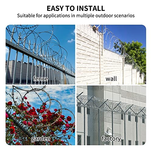 Razor Wire Galvanized Barbed Rope, 98 Feet Razor Ribbon Barbed Wire, 98Ft