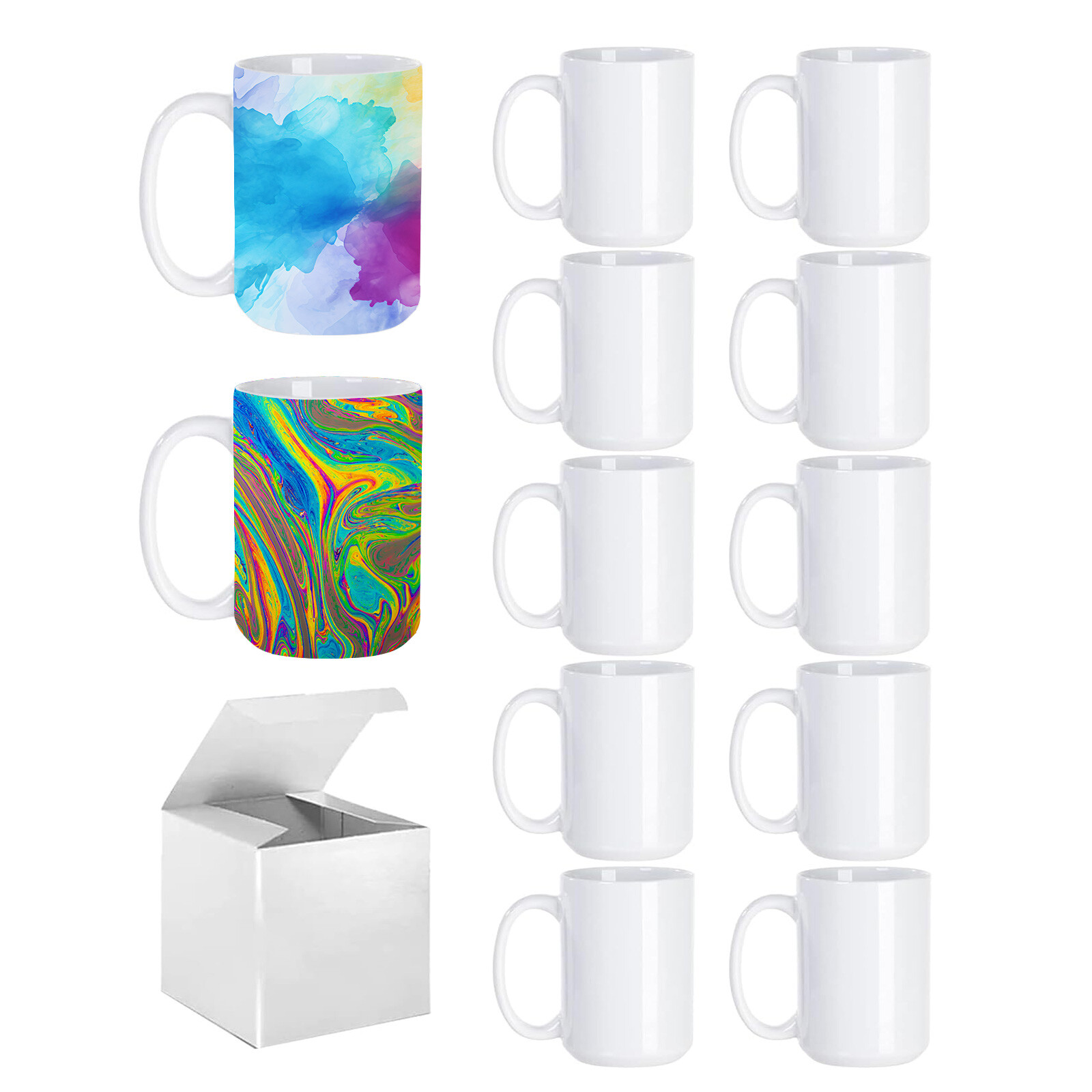 36pcs 15OZ Sublimation White Ceramic Coffee Mug Blanks Coffee Cup with White Box