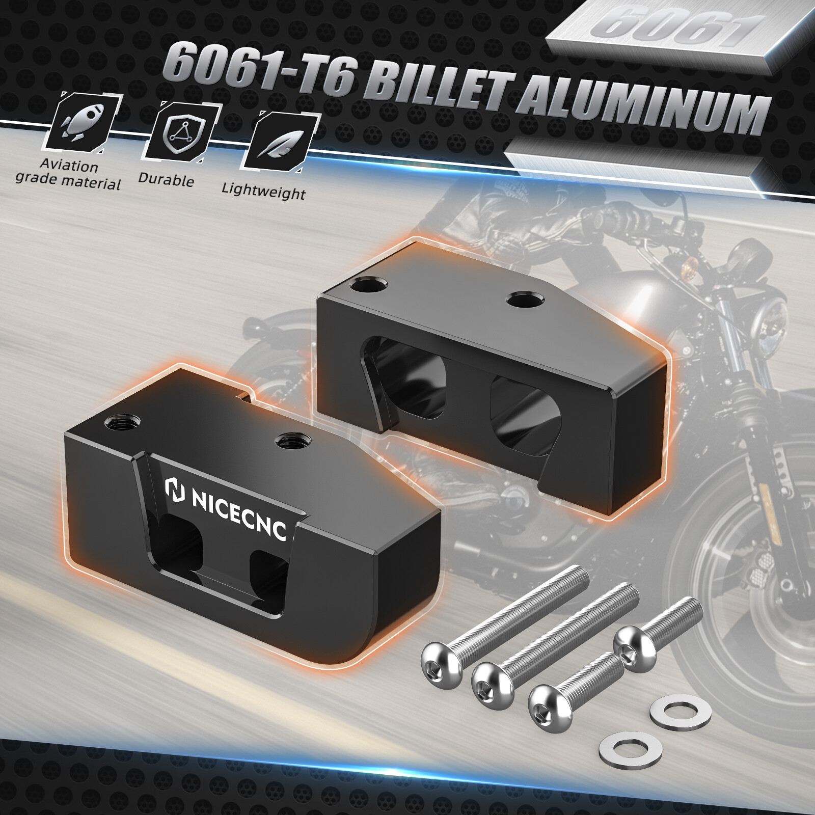 NICECNC Kickstand Lift Block 1"/2" for Harley Electra Glide Standard FLHT 10-23