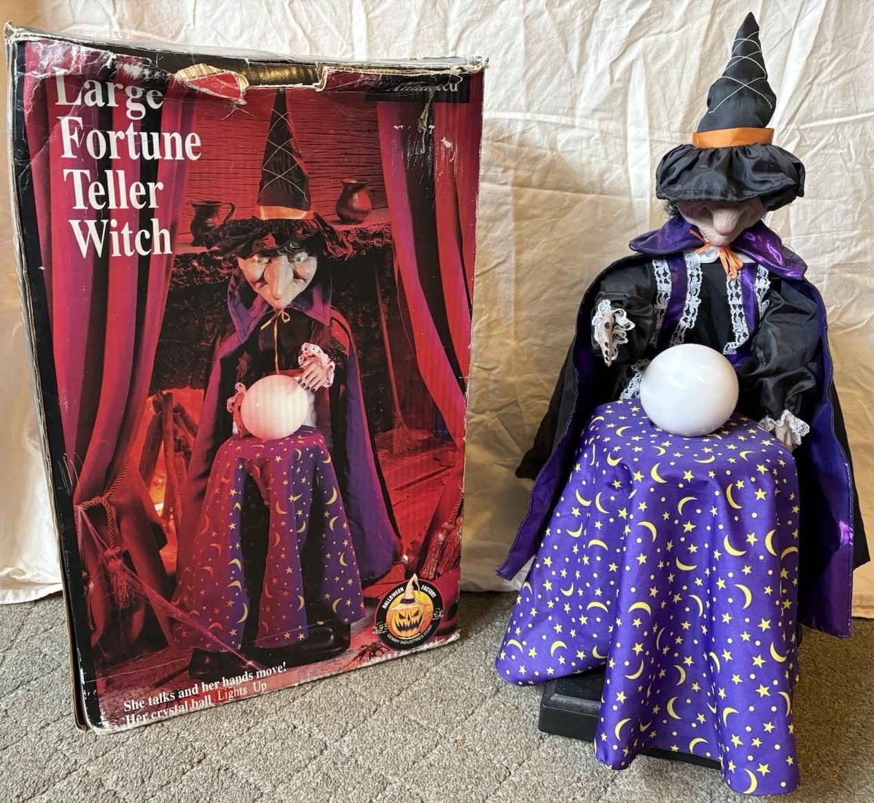 Gemmy Halloween Large Fortune Teller Witch Animated Electric Talks Hands Move26"