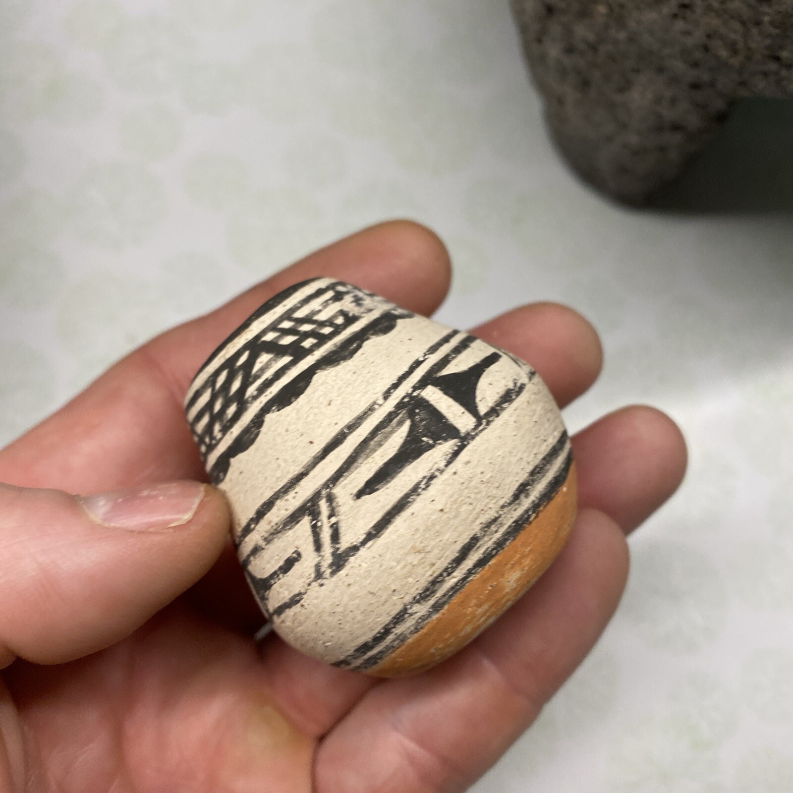 MLC s3092 Mini Polychrome Acoma 1 3/4” Solid Pottery Pot Jar