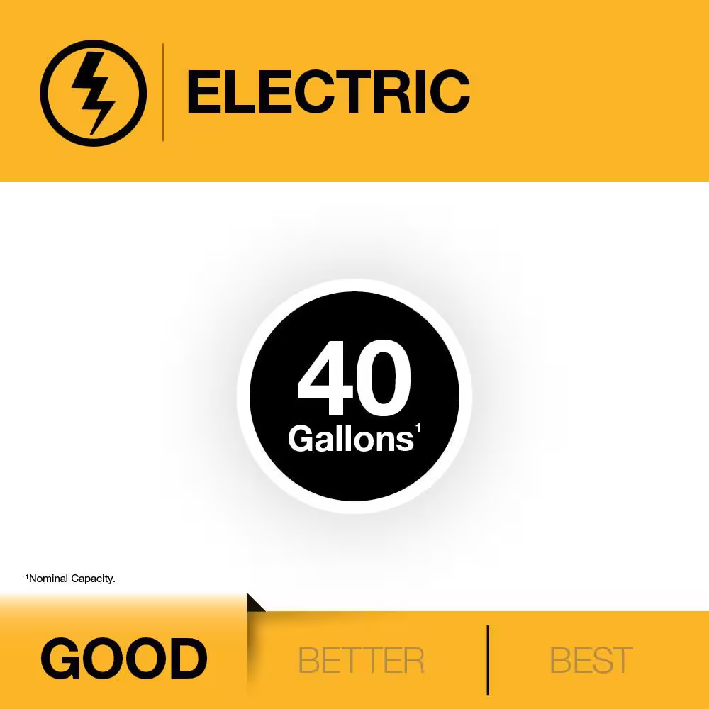 Performance 40 Gal. Medium 3800-Watt Double Element Electric Water Heater with 6