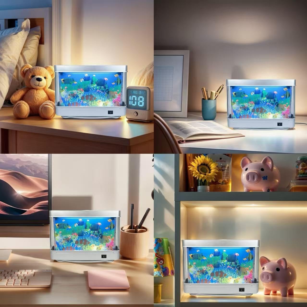 Fake Fish Tank Lamp - Moving Aquarium Night Light with Virtual Ocean Effect, ...