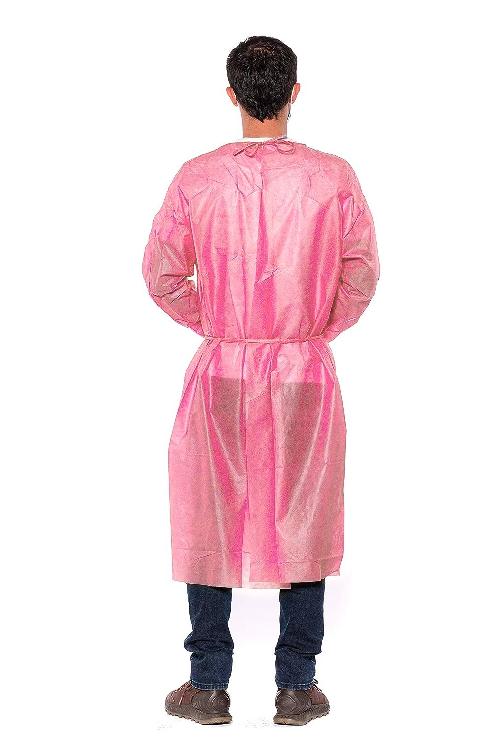 50 Pink 30g Disposable Isolation Gowns for Medical Lab Hospital, Knitt Cuff