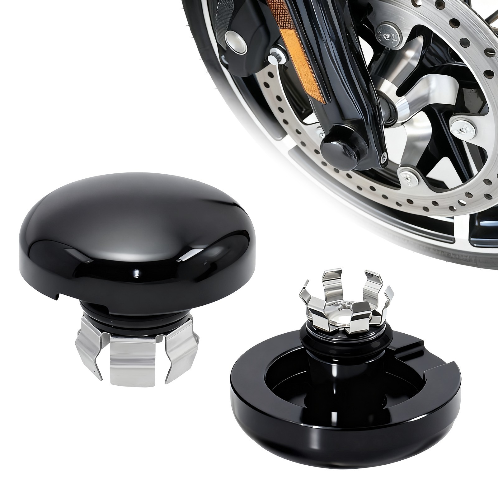 Black Front Axle Nut Caps Axle Covers for Harley Davidson/Touring 2023-2025