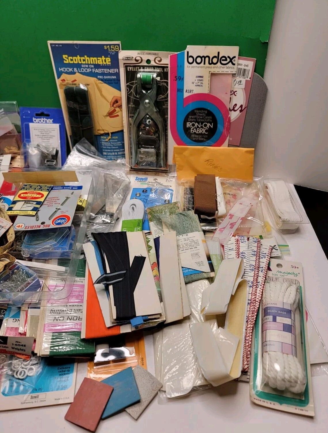 Mixed Lot of Sewing Supplies With Basket - New & Used.