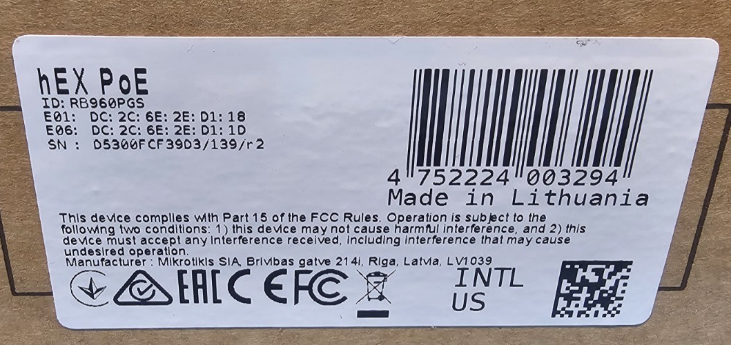 New, MikroTik RB960PGS RouterBoard Hex Poe 5 Port Gigabit Ethernet Router.