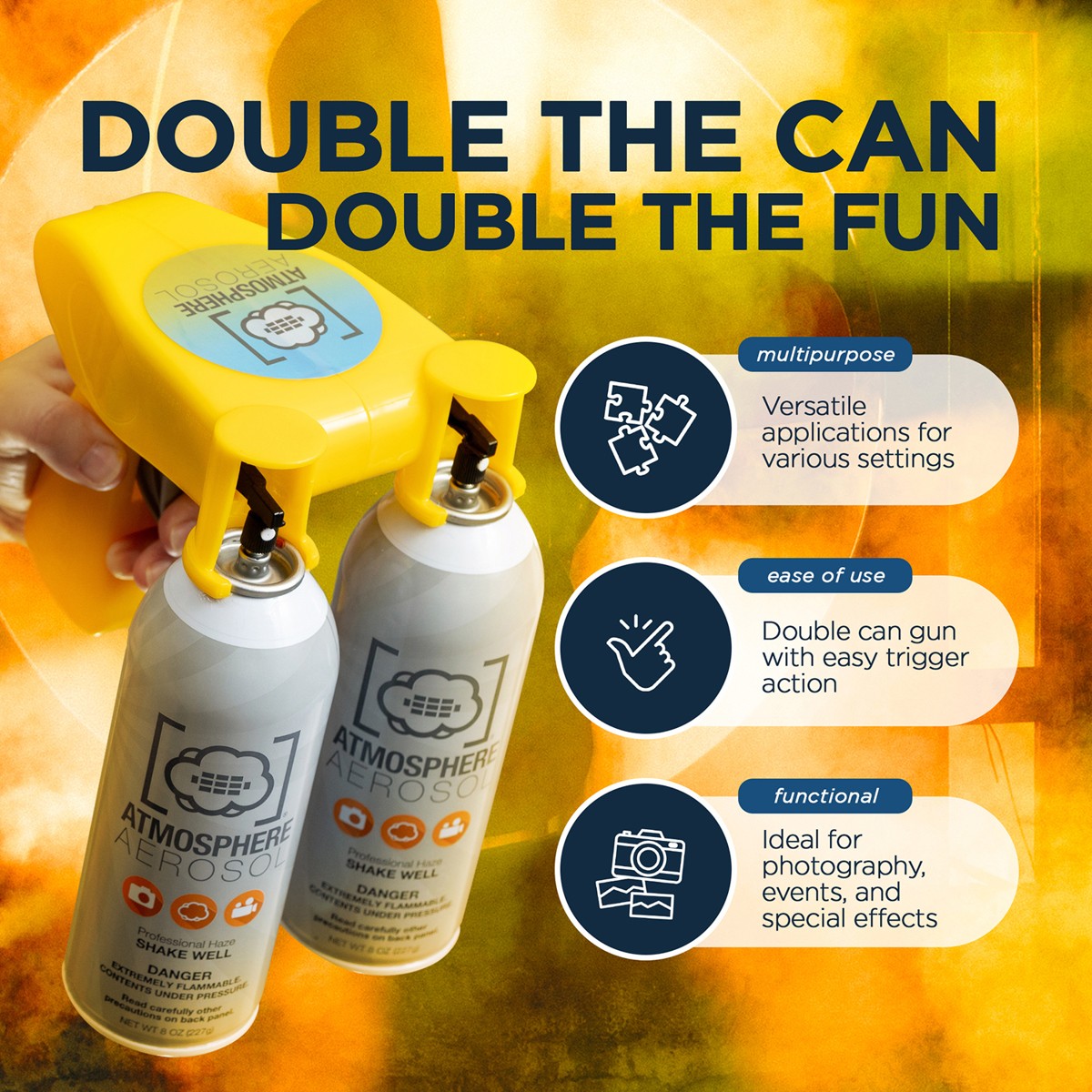 Atmosphere Aerosol 8oz Haze/Fog Spray for Photographers and Filmmakers, 2-Pack,