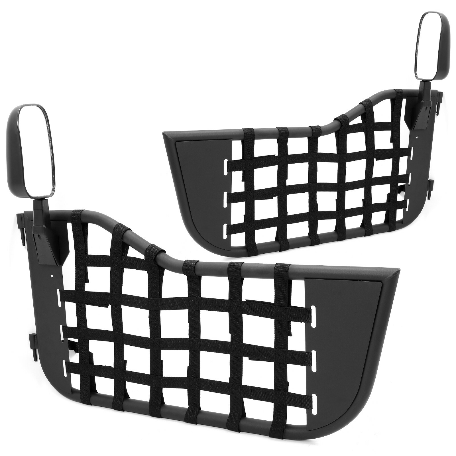 Black Tubular Trail Door With Side Mirror For 1976-1995 Jeep CJ7/YJ Wrangler 2DR