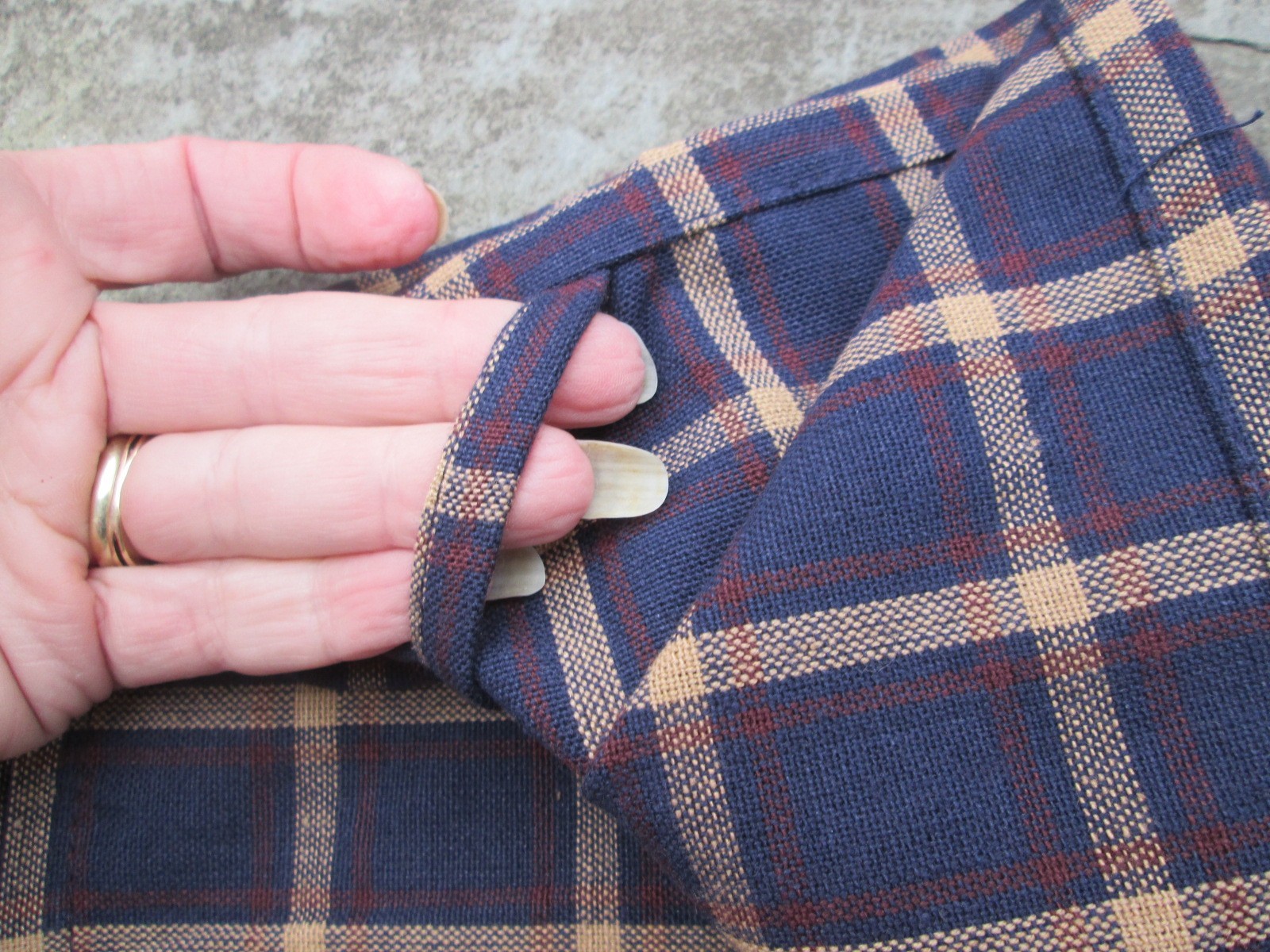 REENACTOR 18TH C COLONIAL INDIGO BLUE TAN COTTON TEA TOWEL WINDOWPANE PLAID NEW