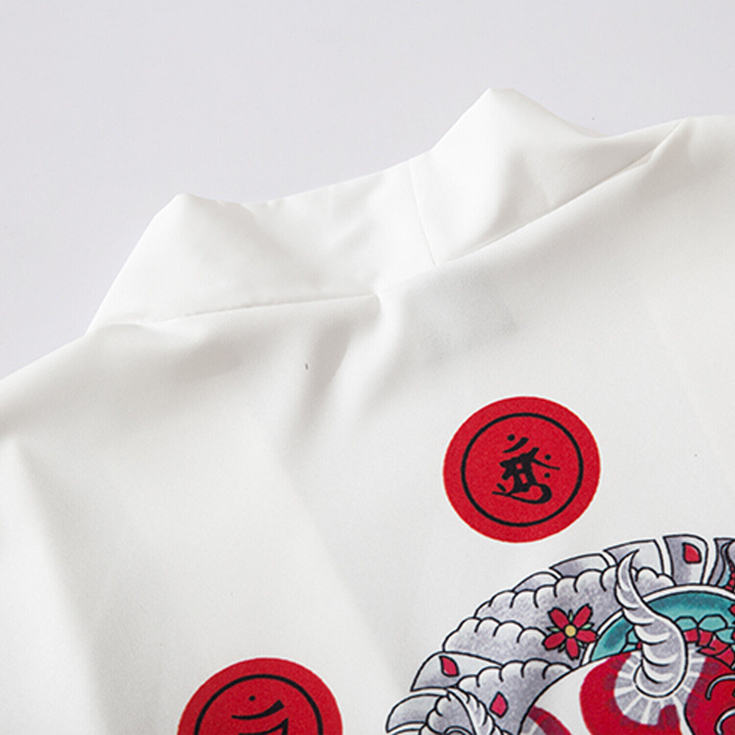 Niepce Men's Demon Mask Kimono Graphic Lightweight Harajuku T-Shirt Cardigan