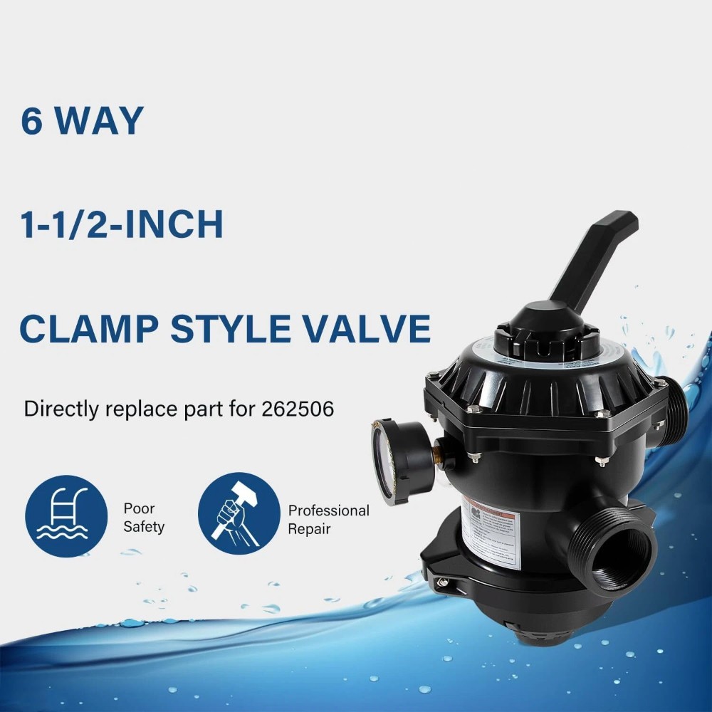 FOR 262506 1-1/2-Inch 6-Way Clamp Style Valve Replacement Pool and Spa Sand