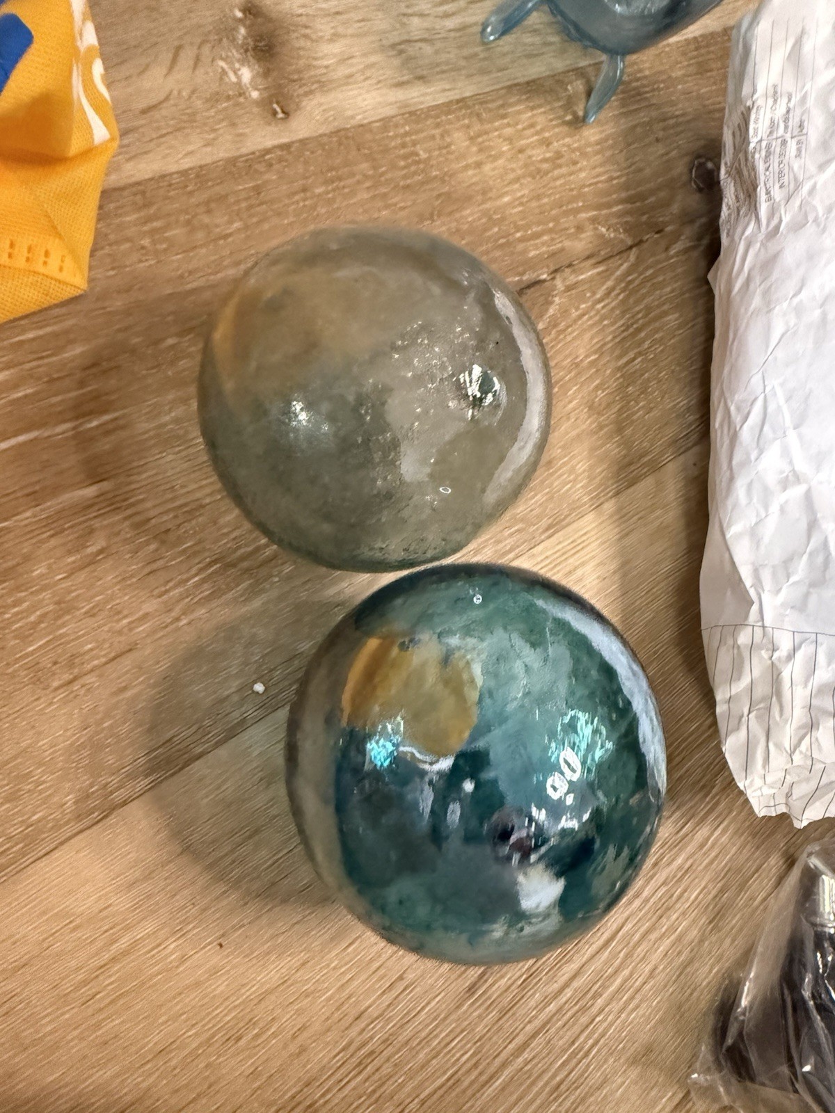 Vintage Glass Fishing Floats Pair Decorative Collectibles Set of 2