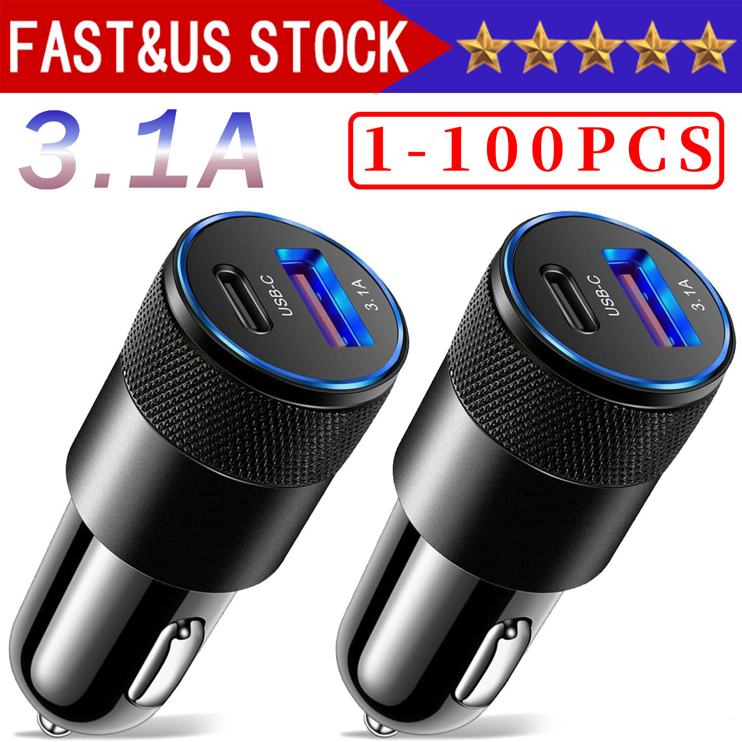 Dual USB PD Type-C Car Charger 30W Fast Adapter For iPhone 14 13 11 Pro Max lot