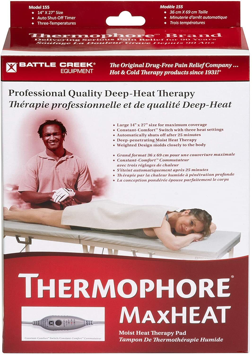 Battle Creek Thermophore MaxHeat Heating Pad 14 x 27 inches | XL Size Model 155