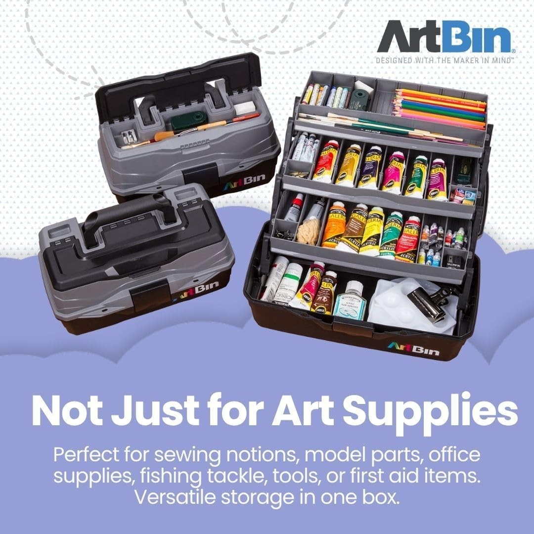 ArtBin 3-Tray Art Supply Box Portable Organizer for Crafts