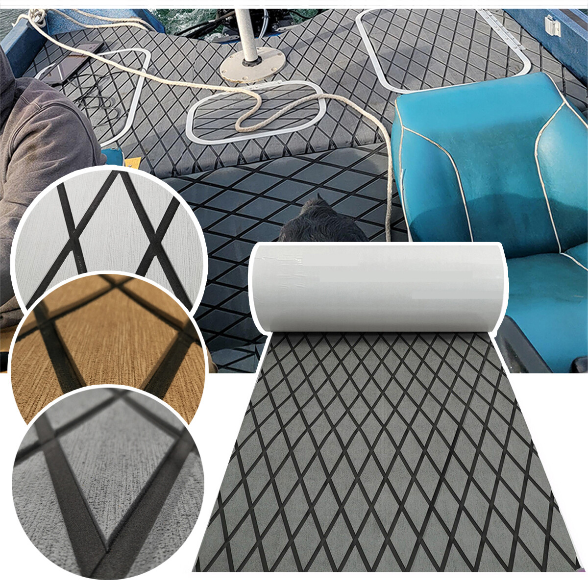 Diamond Blocks EVA Foam Boat Flooring Faux Teak Marine Yacht Decking Sheet Mat