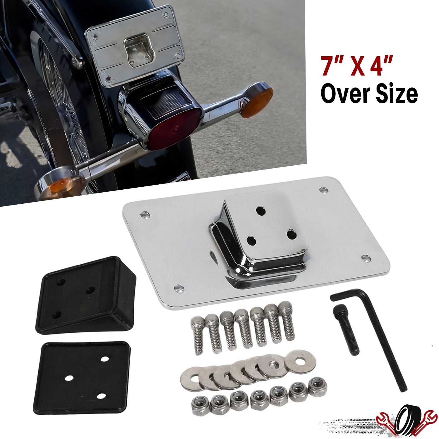 License Plate Laydown Mounting Bracket Kit For Harley Sportster Dyna Softail