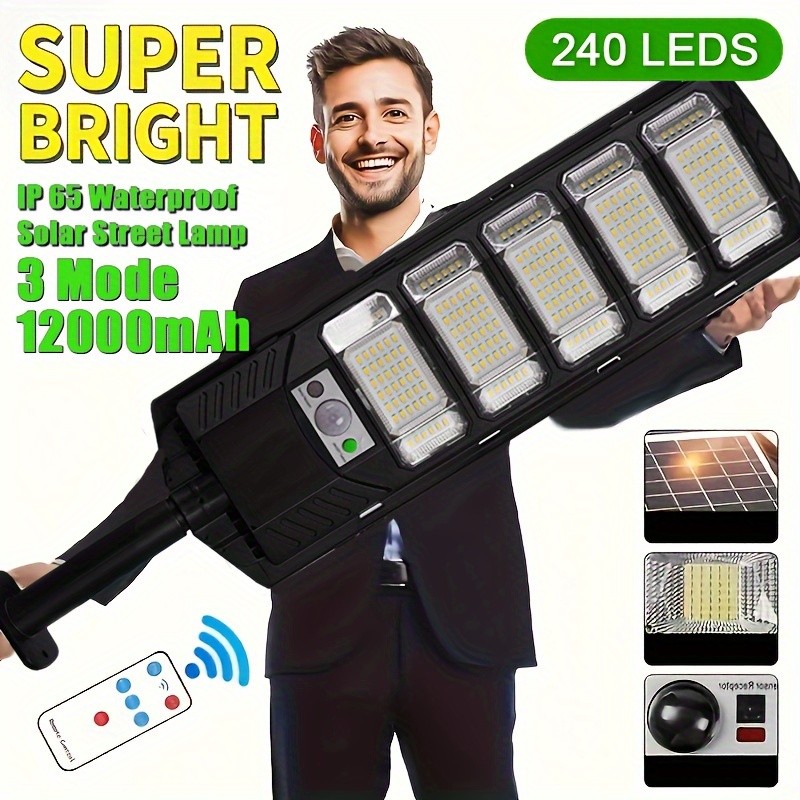 12000LM Solar Street Lights Outdoor with Motion Sensor,Remote Control,Waterproof