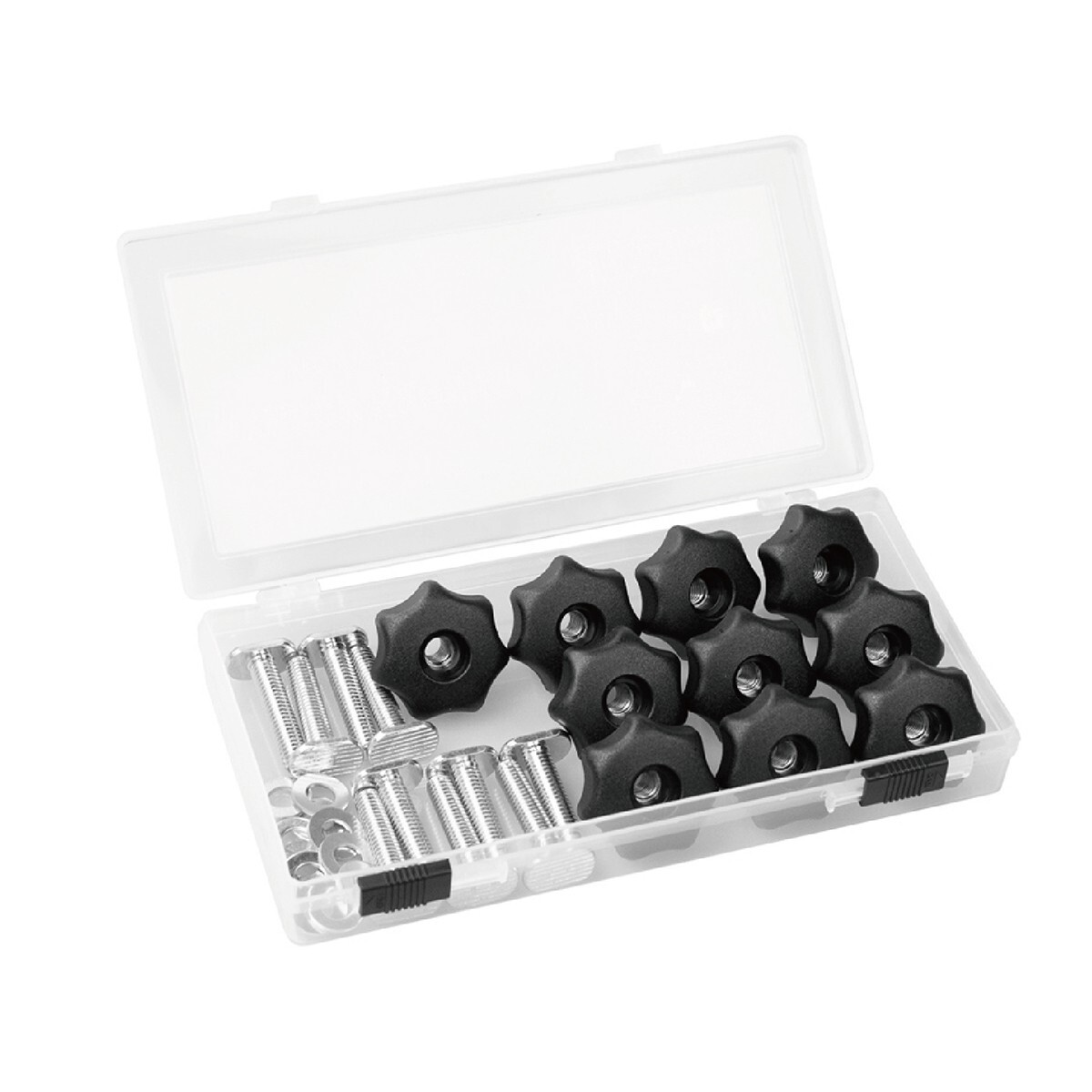 POWERTEC 71889 2 Pcs Double-Cut Profile Universal T-Track (36") and 10-PK Knobs
