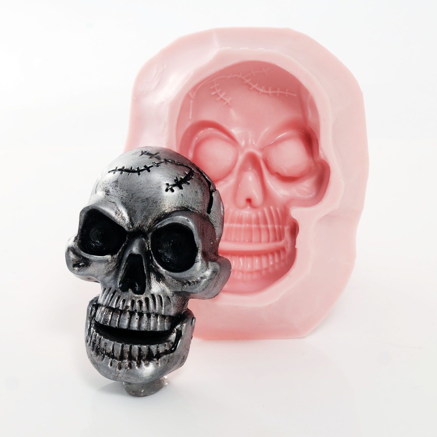 Large Skull Silicone Mold - Food Safe Chocolate - Soap, Wax, Resin, Clay (557)