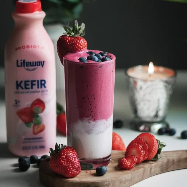 6 Pack Lifeway Lowfat Strawberry Kefir Drink Tart & Tangy 12 Probiotics 32 oz