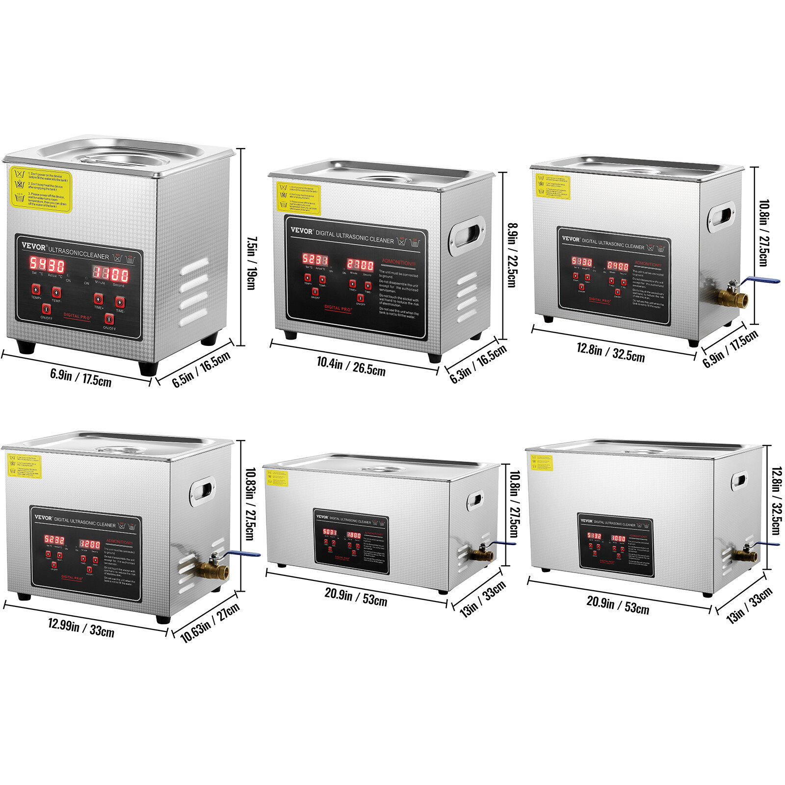 VEVOR Ultrasonic Cleaner with Timer Heating Machine Digital Sonic Cleaner SUS304