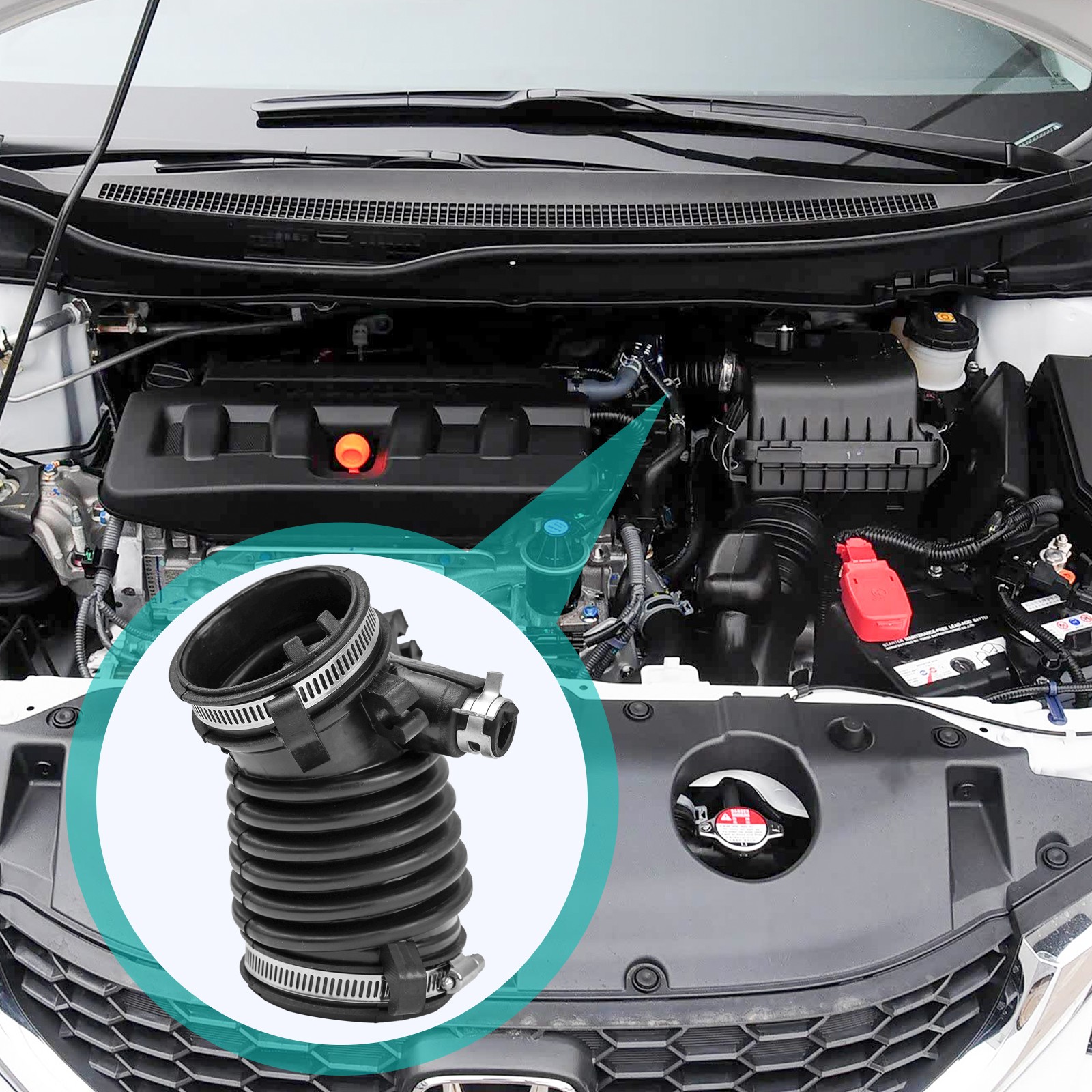 For Honda Civic 2012-2015 1.8L Air Flow Tube Air Cleaner Intake Hose With Clamps