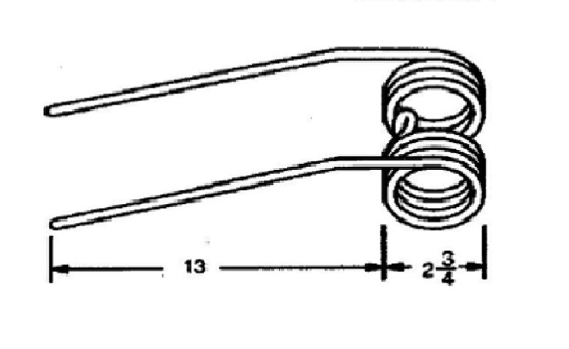 3 Double Teeth Tedder Tines 15.375" Tines x 3.50" Gap x 2.75" Coil KT-1 Farmer