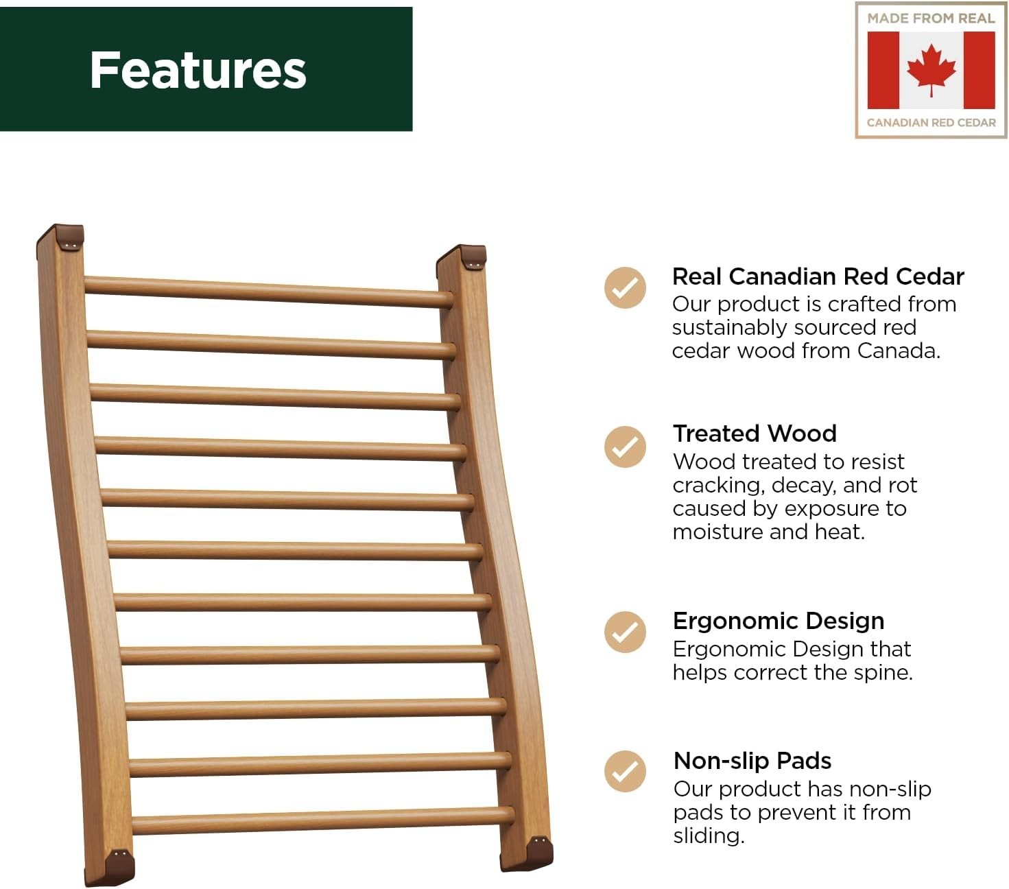 2 Pack Sauna Backrest Wood Hemlock Sauna Chair Non-Toxic Sauna Accessories