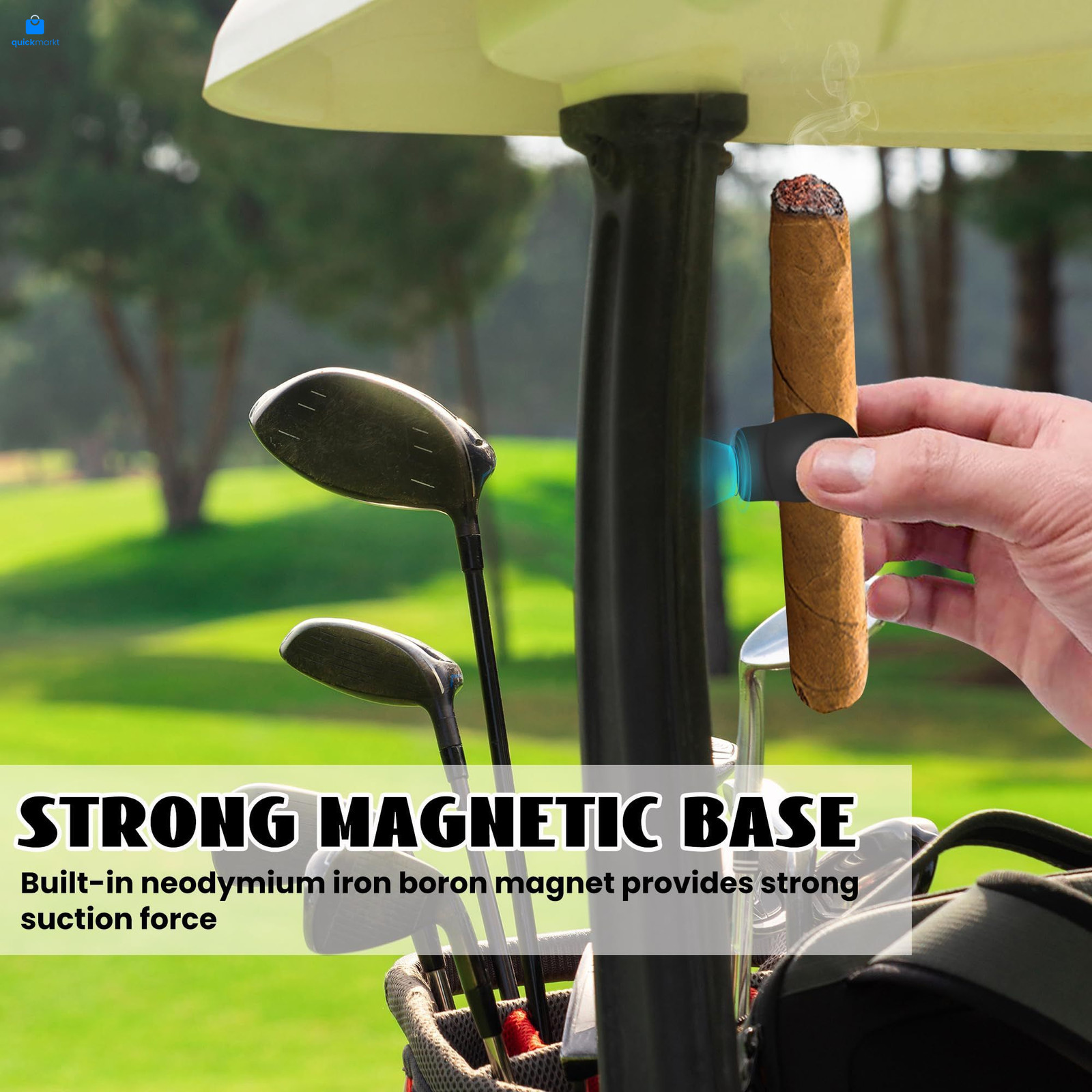 Kucttiu Magnetic Cigar Holder for Golf Carts - Versatile, Black