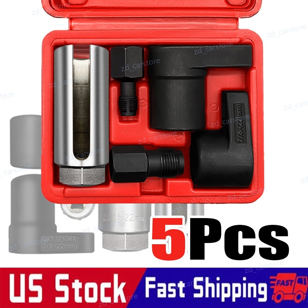 O2 Oxygen Sensor Socket Thread Chaser Set 5PCS O2 Sensor Wrench Removal Tool Kit