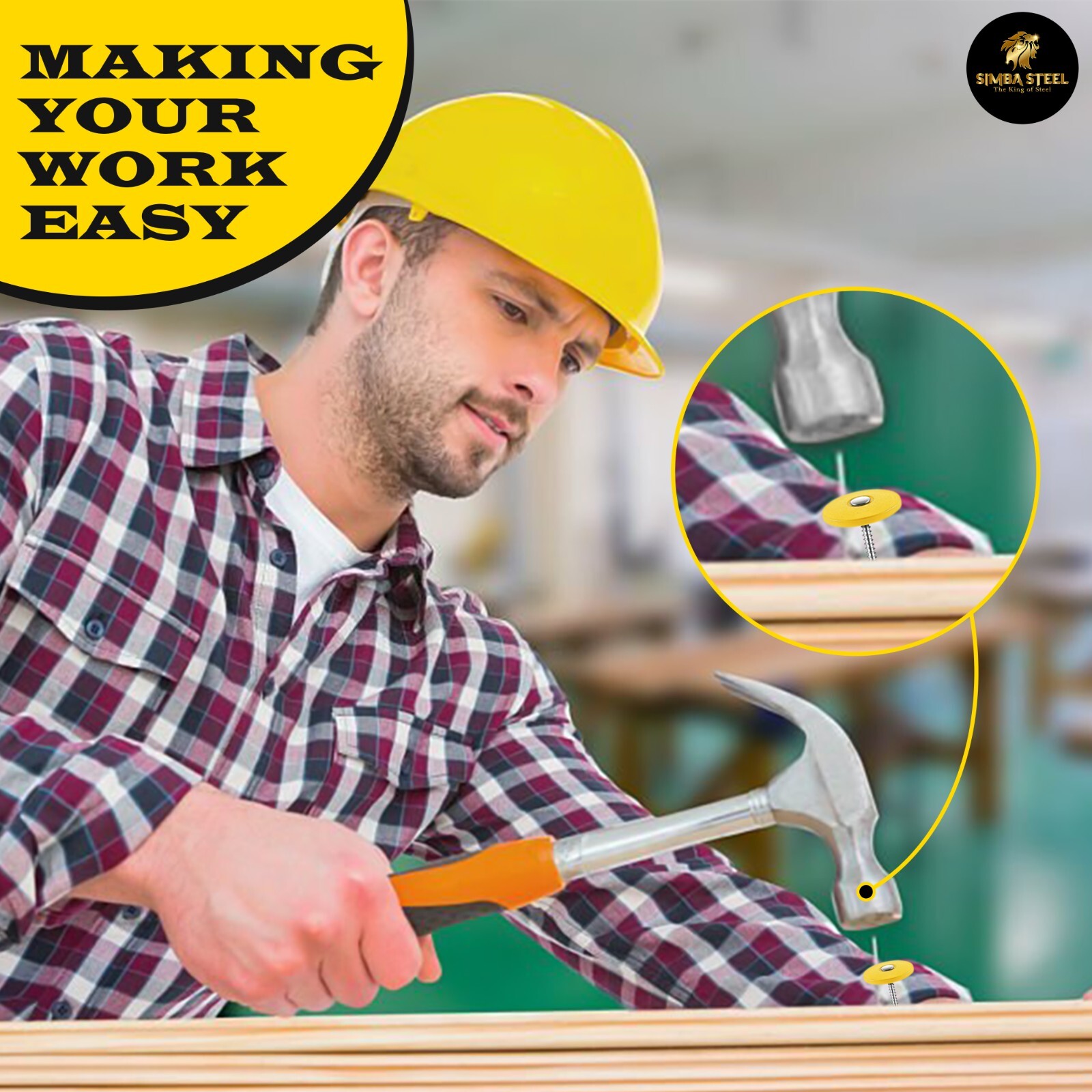 #12 x 1 in. Plastic Round Cap Roofing Nail (3,000-Pack) SimbaSteel