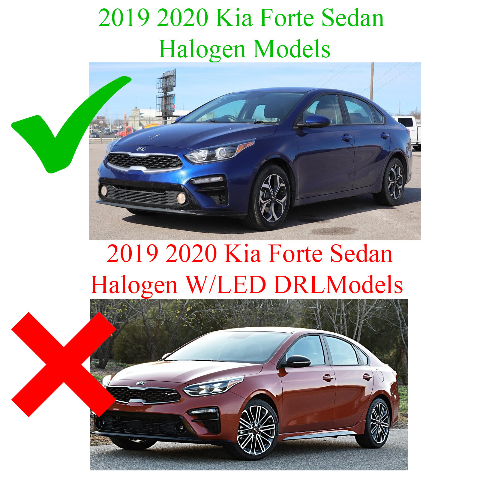 Headlight for 2019 2020 2021 Kia Forte Sedan Halogen no LED Left Driver w/ Bulb