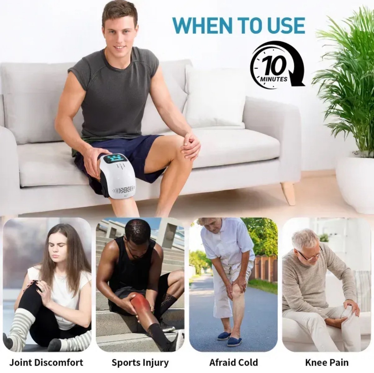 Open Box - Cordless Knee Massager Heated Vibration Therapy W/ LED Screen Gift