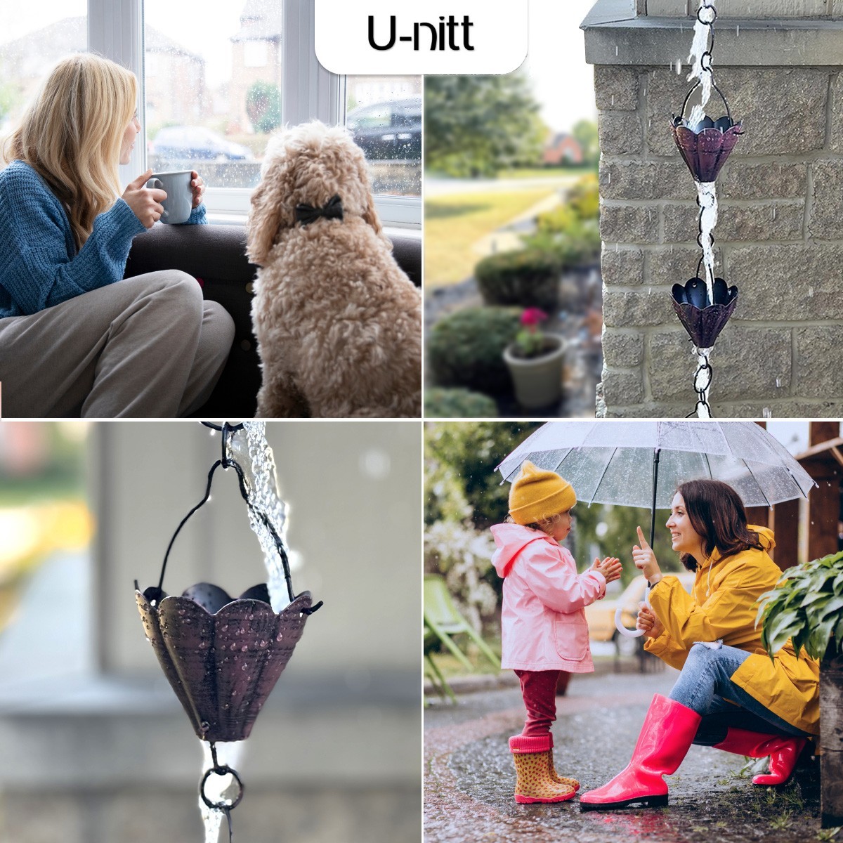 8.5 ft rain chain crimson red scallop cups 786/5570RD NEW