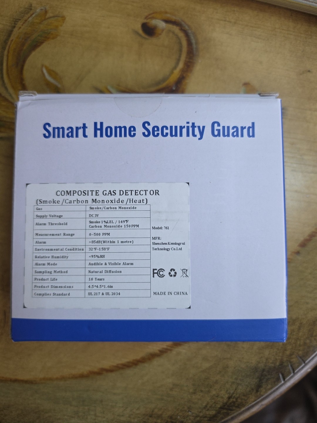 3-in-1 Carbon Monoxide / Smoke / Heat Detector 10-Year Battery Fire Alarm