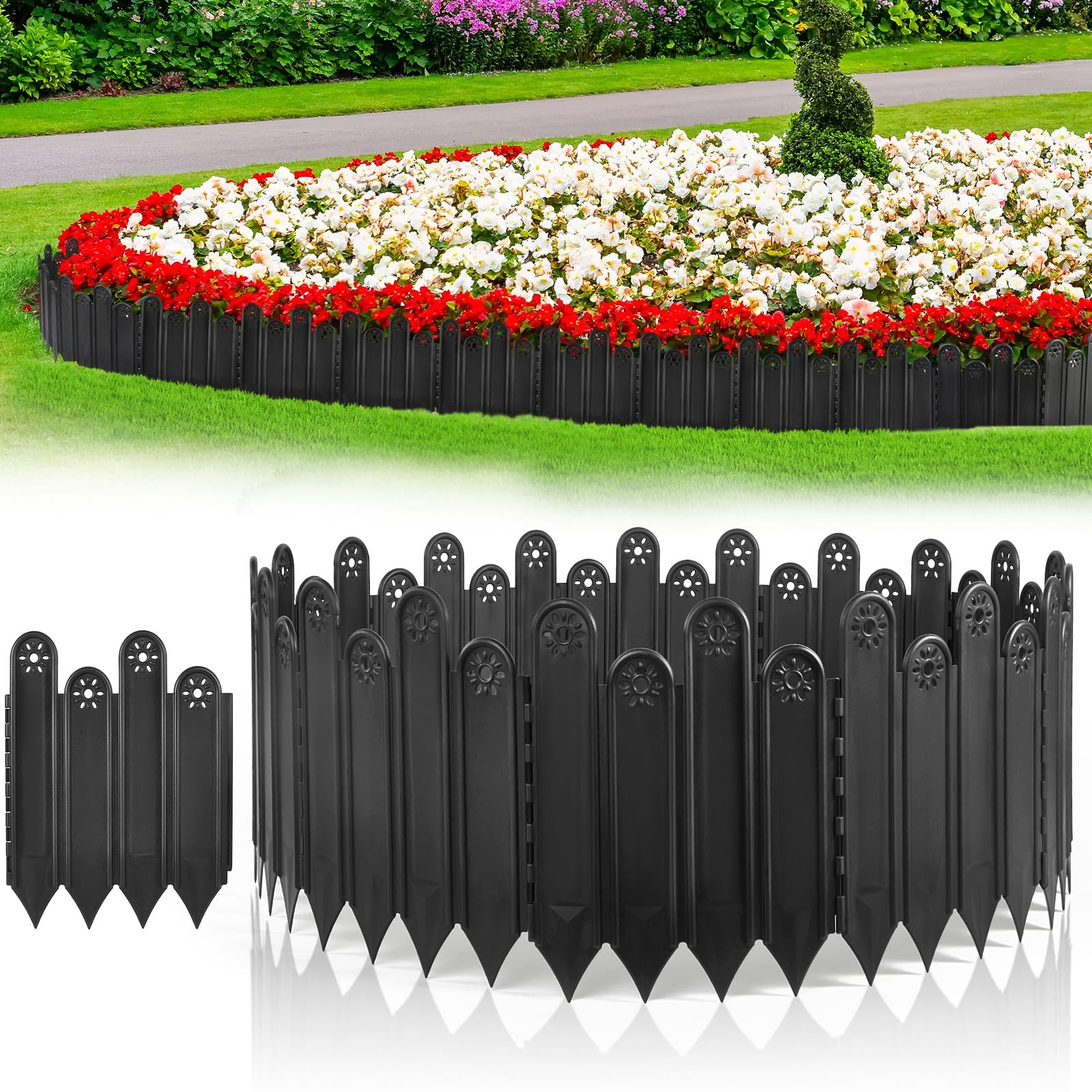 10 Pcs Black Garden Edging Borders, 9.84 Inch Tall Landscaping Edging, Total ...