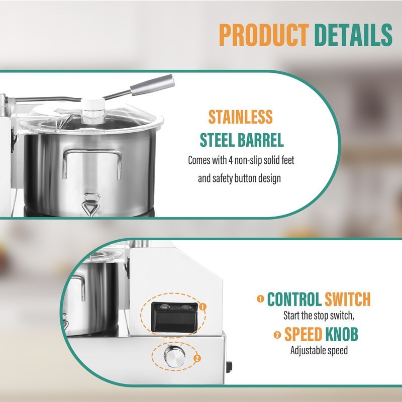 6L Commercial Food Processor Electric Vegetable Fruit Meat Cutter Food Chopper